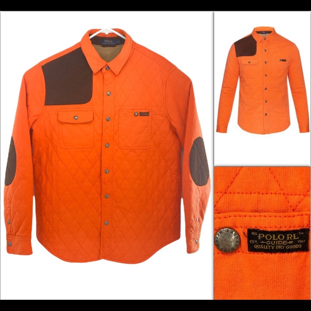 POLO Ralph Lauren Guide- Safety Orange Quilted Hunting Utility Jacket - Large
